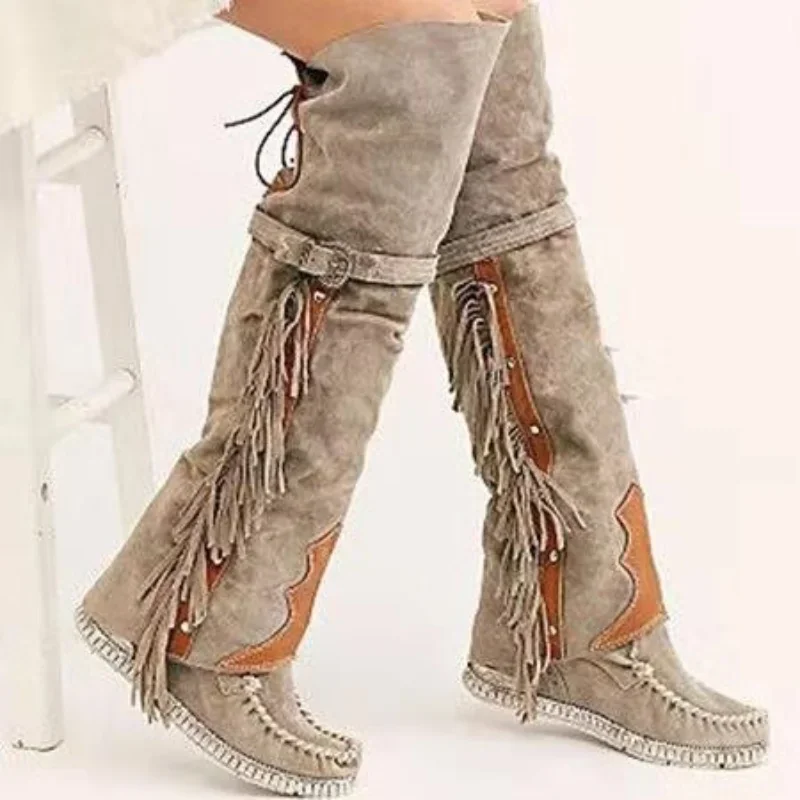 Street Fashion Girl - Fashion Bohemia Knee-length Women Boots Ethnic