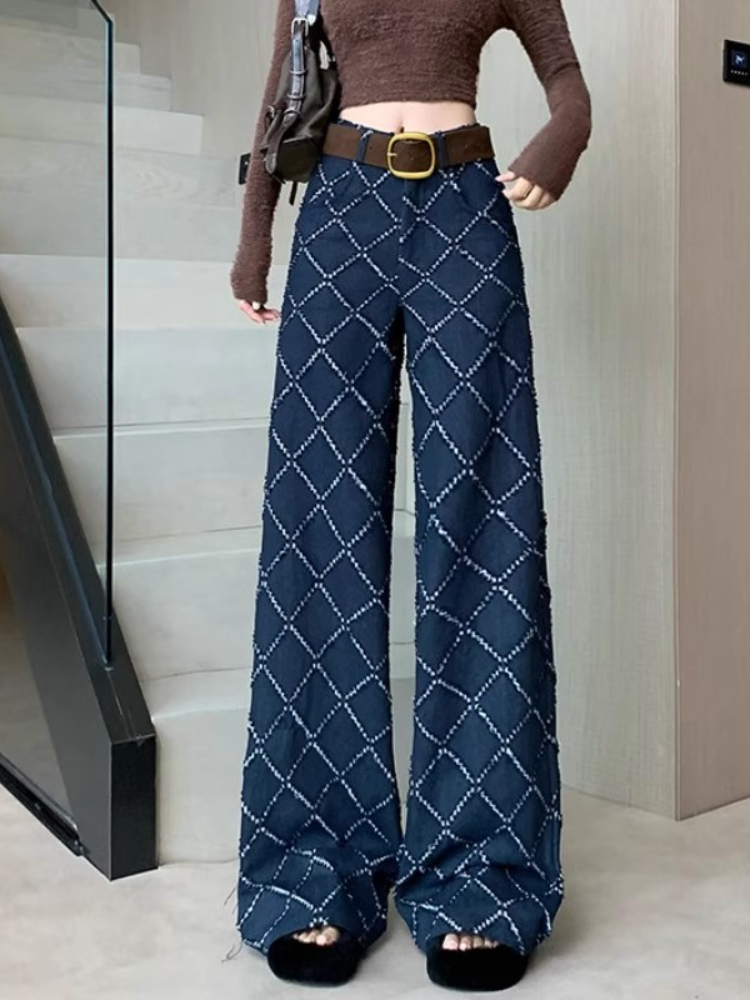 Street Fashion Fall 2025 - 2025 New Vintage Street Jacquard Jeans