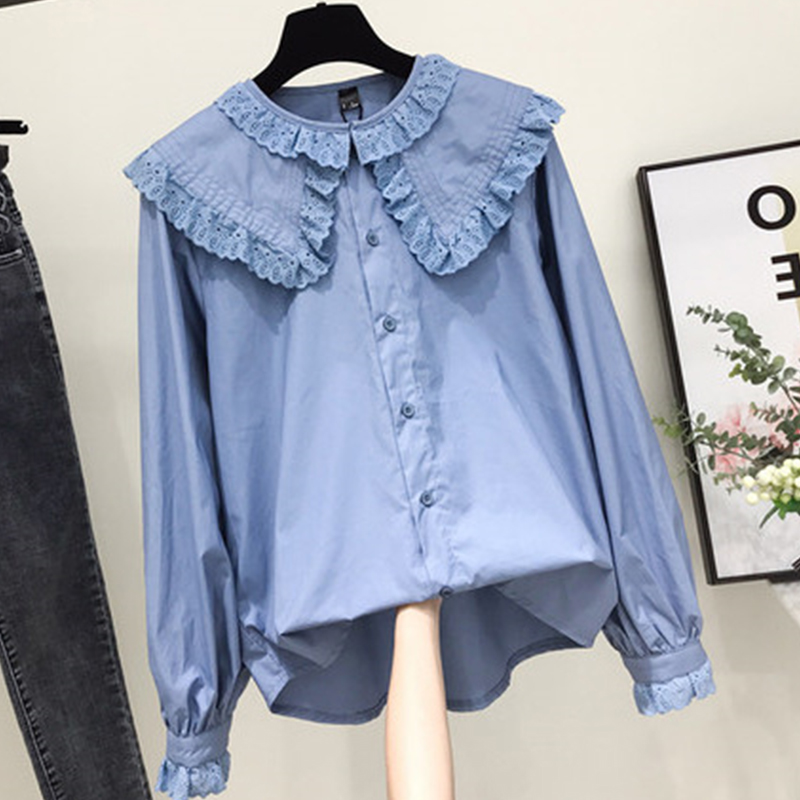 Street Fashion Korea - Women Chic Peter Pan Collar Shirts