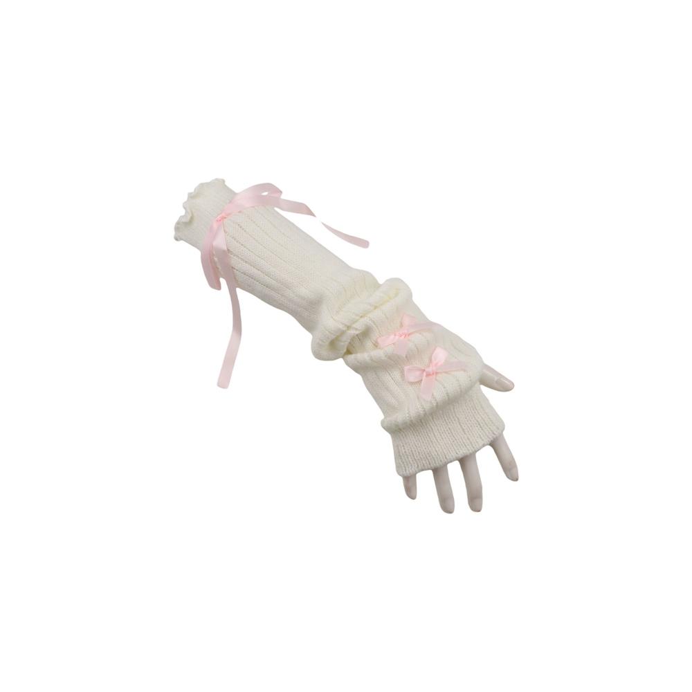 Street Fashion Korea - Streetwear Elastic Knitted Bow Arm Sleeves