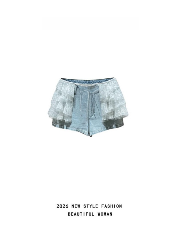 Street Fashion Outlet - High Waist Straight Leg Jeans Lace