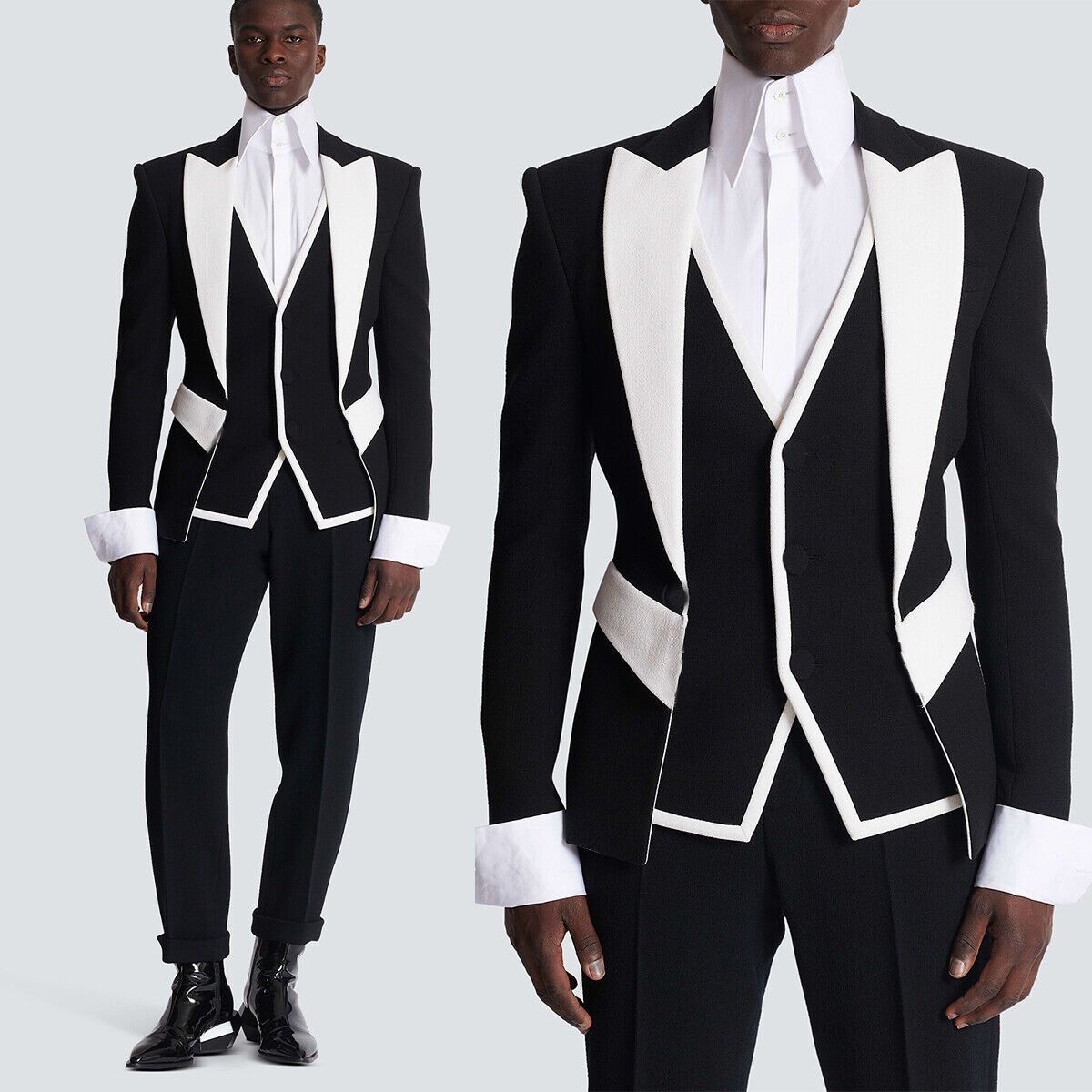 Street Fashion Jacket Men - Custom black and white matching fashion