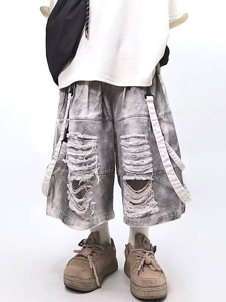 Street Fashion Types - Retro Hip-hop Men's Ripped Jeans Summer