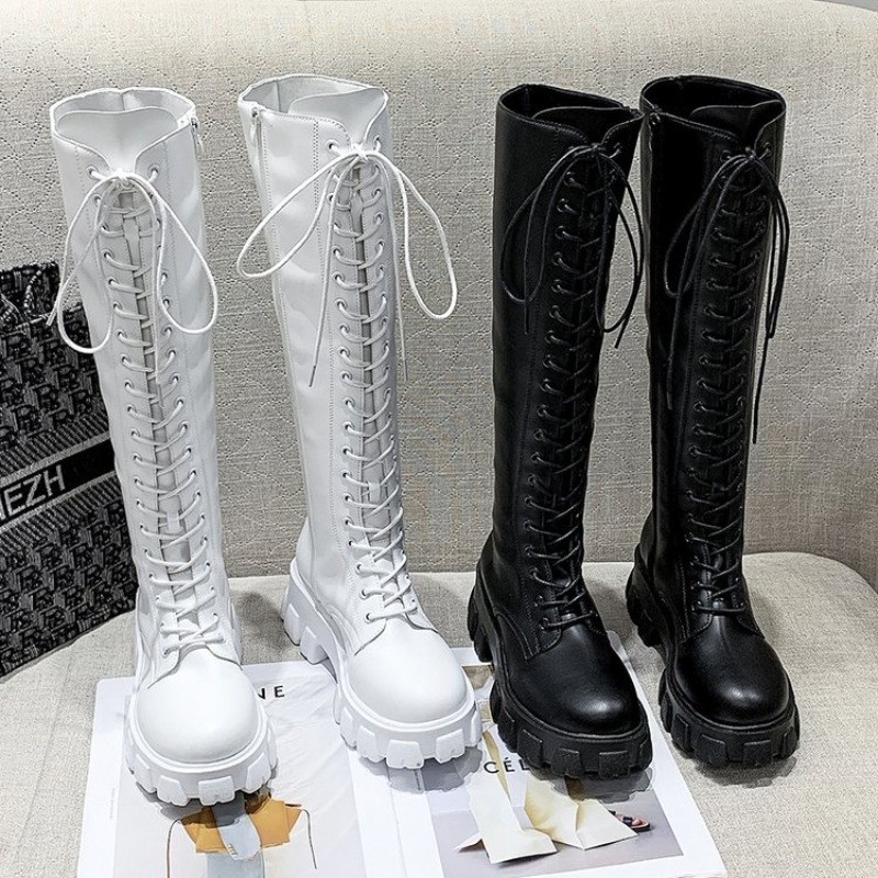 Street Fashion Winter - Women Knee High Boots Lace Up