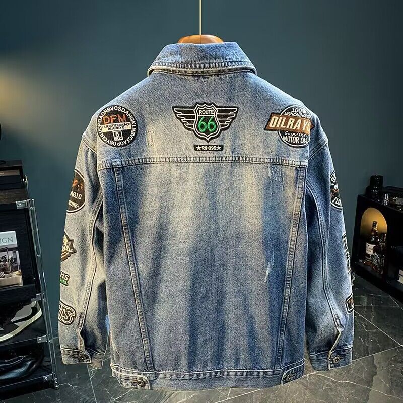 Men High Street Embroidery Pat - огляд і ціна Street Fashion Jacket Men