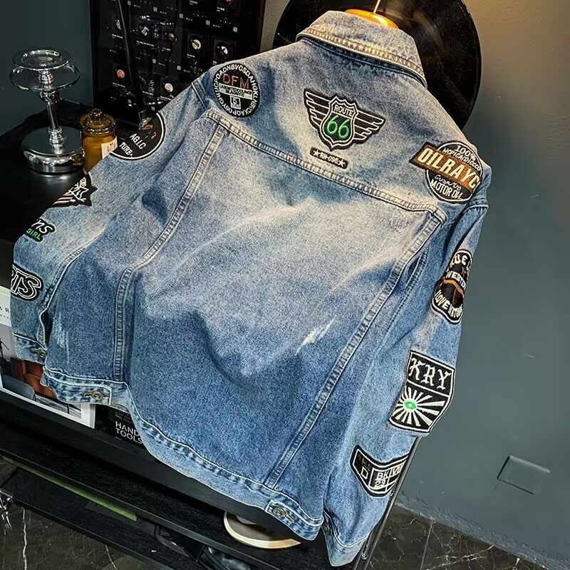 Men High Street Embroidery Pat - огляд і ціна Street Fashion Jacket Men