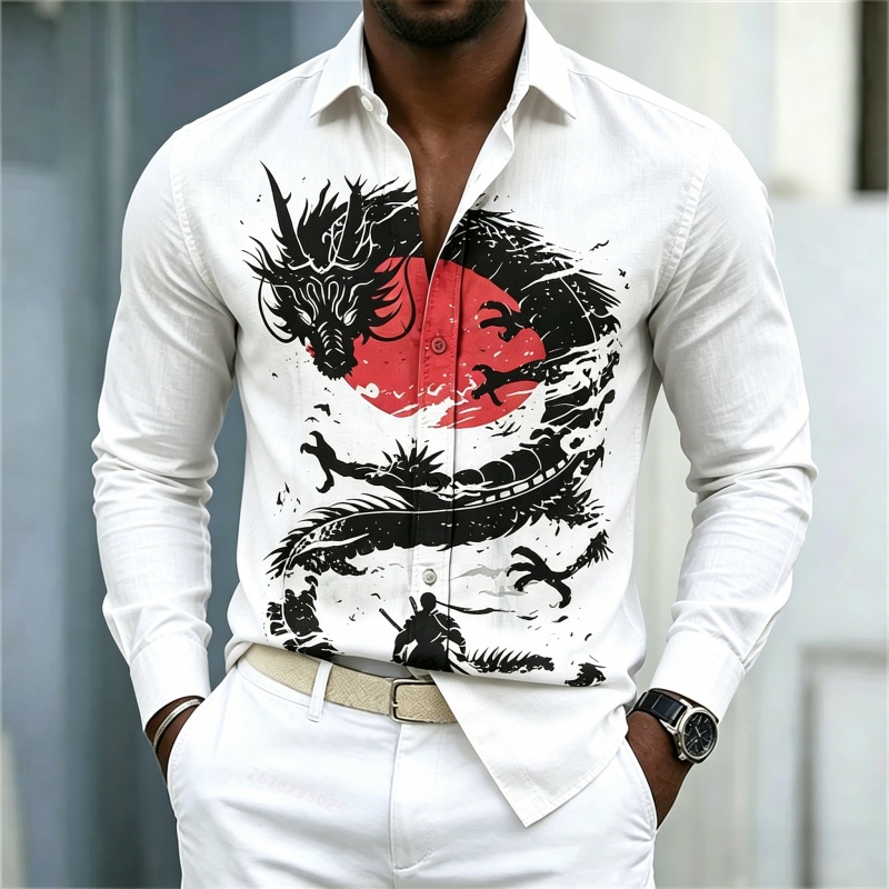 2026 New Men's Shirt White Bla - огляд і ціна Street Fashion Casual