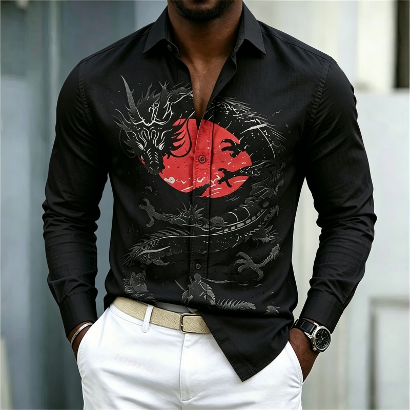2026 New Men's Shirt White Bla - огляд і ціна Street Fashion Casual
