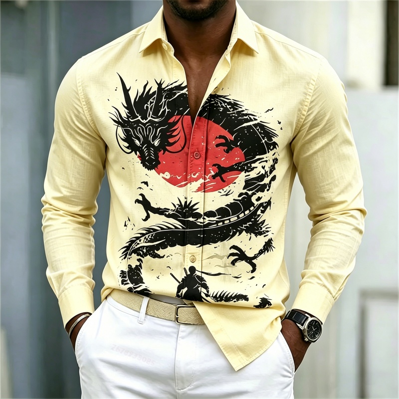 2026 New Men's Shirt White Bla - огляд і ціна Street Fashion Casual
