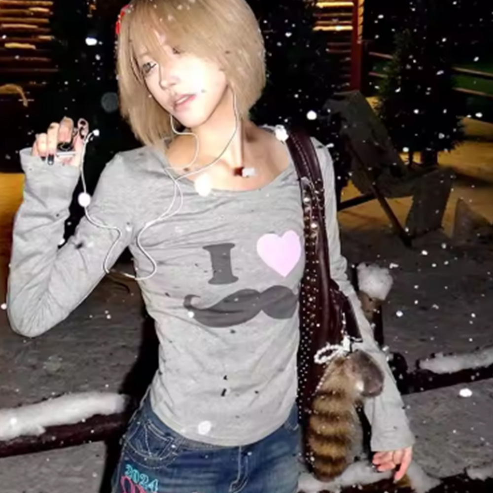Japanese Y2K Beard Print T-Shi - огляд і ціна Street Fashion Korea