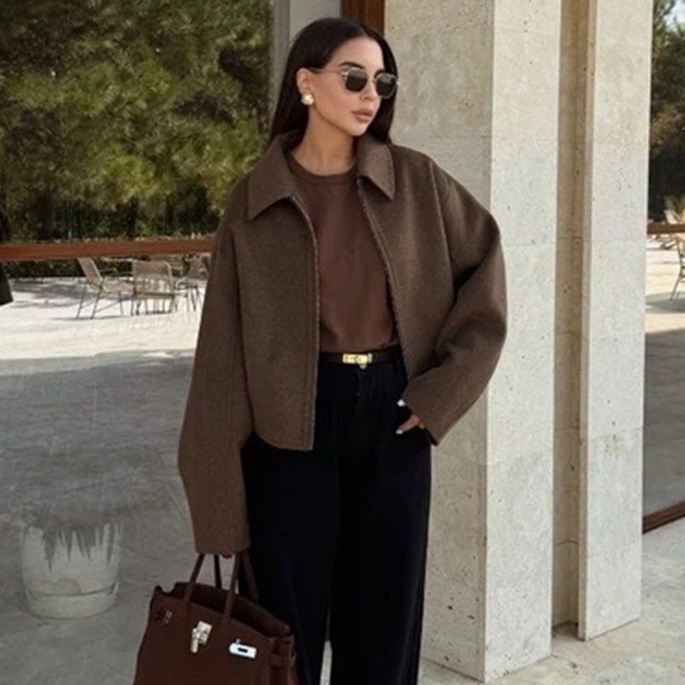 Vintage Solid Brown Turndown C - огляд і ціна Street Fashion Shanghai