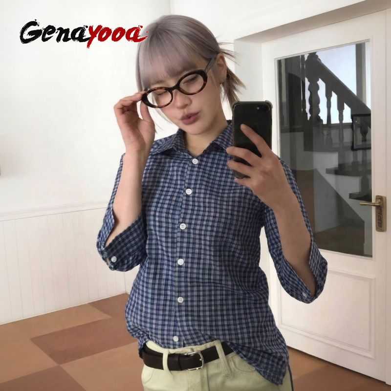 Genayooa Y2k Plaid Shirt Women - огляд і ціна Street Fashion Korea