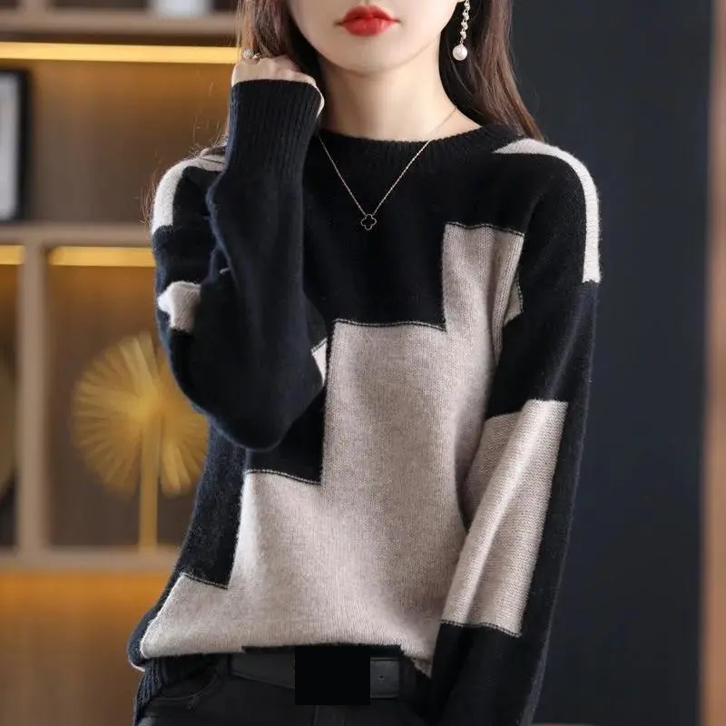 Fashion O-Neck Spliced Knitted - огляд і ціна Street Fashion Korea