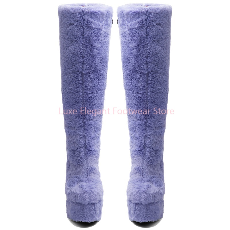Purple Faux Fur Round Toe Plat - огляд і ціна Street Fashion Winter