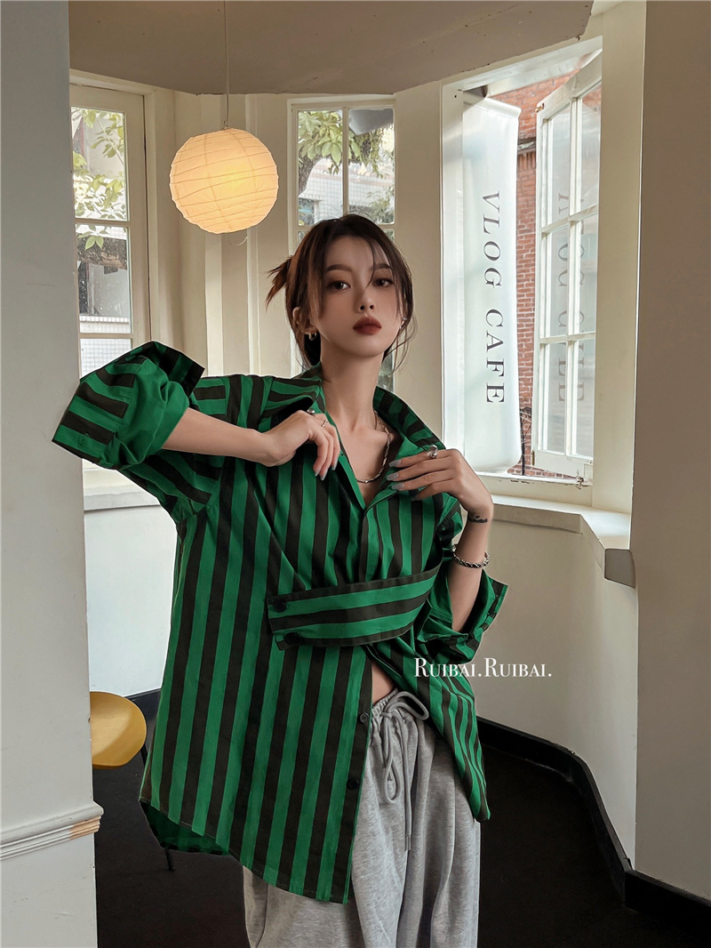 Korean striped shirt with asym - огляд і ціна Street Fashion Korea