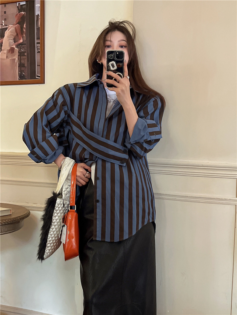 Korean striped shirt with asym - огляд і ціна Street Fashion Korea