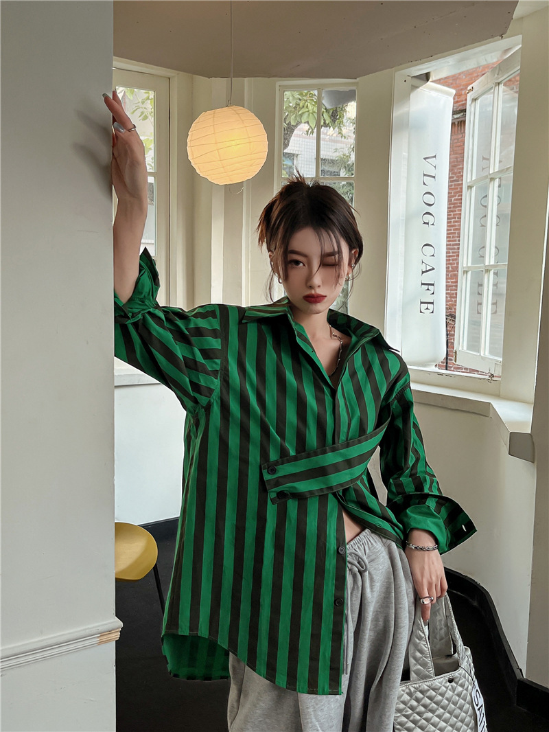 Korean striped shirt with asym - огляд і ціна Street Fashion Korea