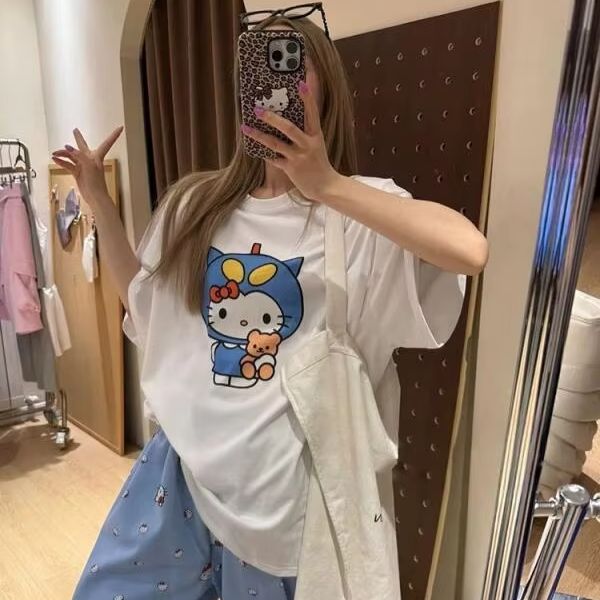 Short Sleeved Hello Kitty Prin - огляд і ціна Street Fashion Casual