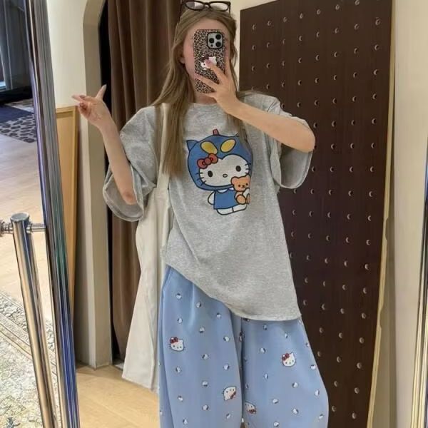 Short Sleeved Hello Kitty Prin - огляд і ціна Street Fashion Casual