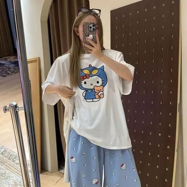 Short Sleeved Hello Kitty Prin - огляд і ціна Street Fashion Casual