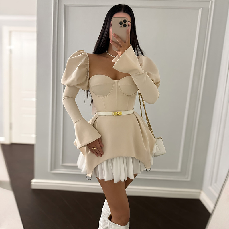 Bubble Sleeve Slim Patchwork S - огляд і ціна Guangzhou Street Fashion