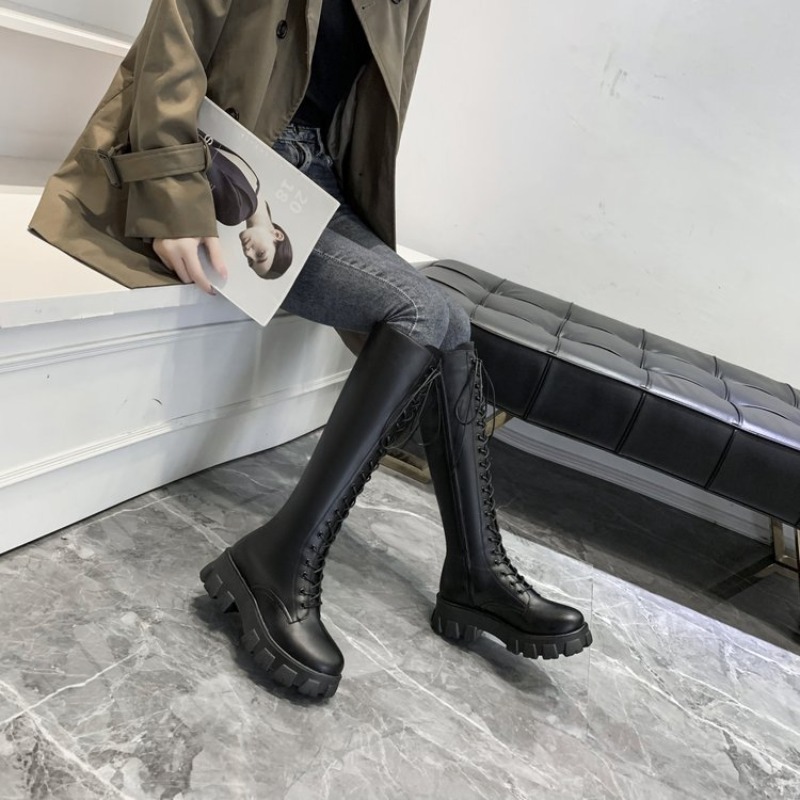Women Knee High Boots Lace Up  - огляд і ціна Street Fashion Winter